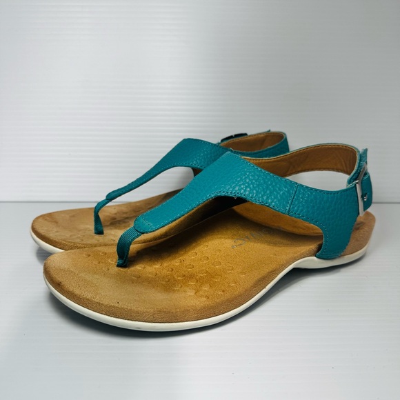 Vionic Terra Women's Teal Leather Sandals Size 7.5 - Picture 2 of 13